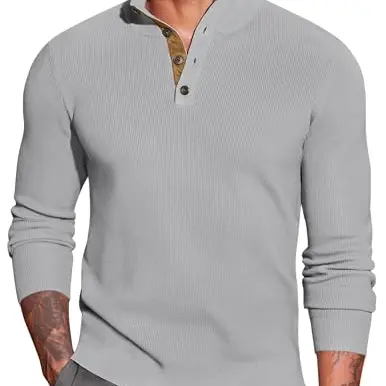 COOFANDY Herren Pullover Stehkragen Retro Strickpullover Winterpullover Sweater Hellgrau XL