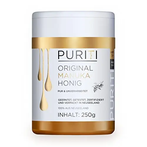 PURITI Manuka Honig MGO 100+ 250g aus Neuseeland - Laborgeprüft und rein, ohne Zusatzstoffe