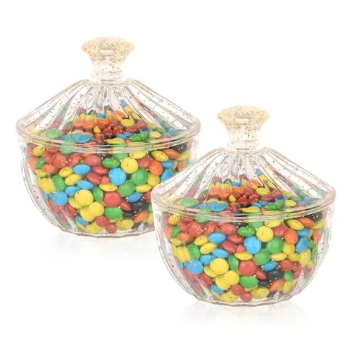 Hotder 2er Set 300ml Acryl Bonbonbehälter mit Deckel – Weihnachts-Süßigkeitenschale, Vorratsdose, Schmuckdose für Küche & Party