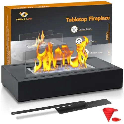 BRIAN & DANY Tragbarer Bio Ethanol Tischkamin für Indoor und Outdoor mit Löschhilfe