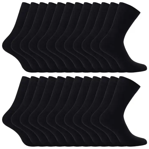 12 Paar Baumwoll-Socken für Herren und Damen - Lange Arbeitssocken in Schwarz