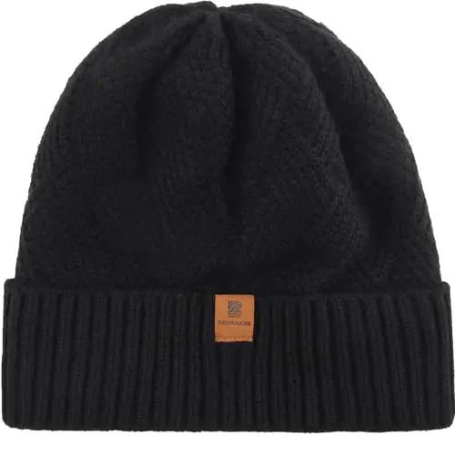 BARFULKER Beanie Mütze für Herren und Damen - Warme, gefütterte Wintermütze, winddicht, schwarz