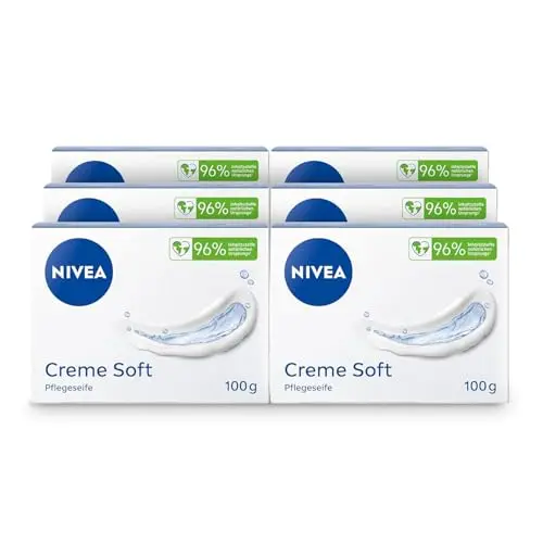 NIVEA Creme Soft Pflegeseife (6 x 100g) - milde Handseife mit Mandel-Öl für sanfte Reinigung und Pflege