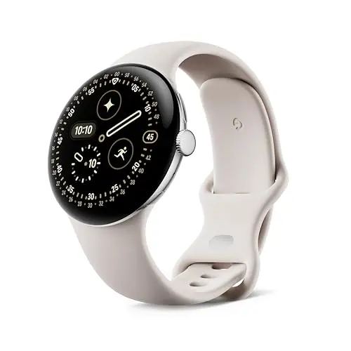 Google Pixel Watch 4 (45 mm) – Android-Smartwatch mit Gesundheits- und Fitness-Tracking – Aluminiumgehäuse in Silber