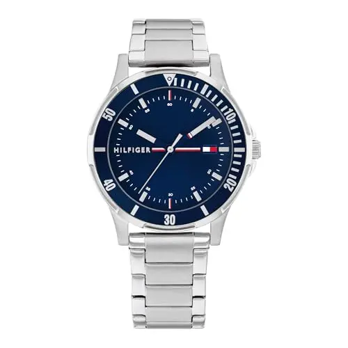 Tommy Hilfiger Jungen Uhr mit blauem Zifferblatt und Edelstahlarmband - 1720018