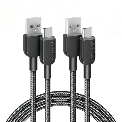 Anker USB C Kabel (2 Stück, 1,8m) Nylon Schnellladekabel für Samsung Galaxy und iPhone 14/15/16