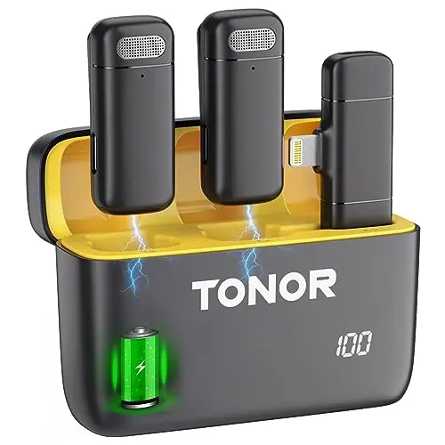 TONOR Wireless Lavalier Mikrofon mit Ladebox - Kabelloses Ansteckmikrofon für TikTok, YouTube und Vlogs