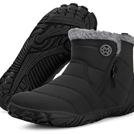 Damen Winterstiefel Wasserdicht Rutschfest Gefüttert Boots Schwarz 38