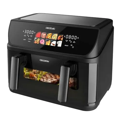 Cecotec Heißluftfritteuse 10L mit Grillplatte - Air Fryer Cecofry & Grill Duoheat 10000, 2800W, Temperaturregelung 40-200°C