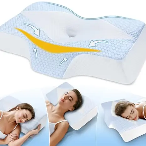 Hypuno Orthopädisches Memory Foam Kopfkissen gegen Nacken- & Schulterschmerzen – Ergonomisches Kissen für Seiten- & Rückenschläfer