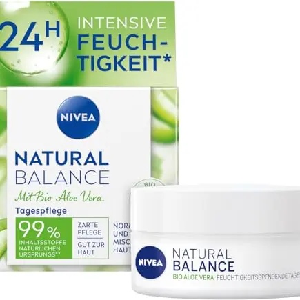 NIVEA Natural Balance Tagespflege (50 ml) mit Bio Aloe Vera, Jojoba- und Mandelöl für normale und Mischhaut