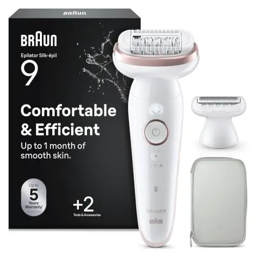 Braun Silk-épil 9 Epilierer Damen, wasserdicht, inkl. Rasier- und Trimmeraufsatz, für glatte Haut