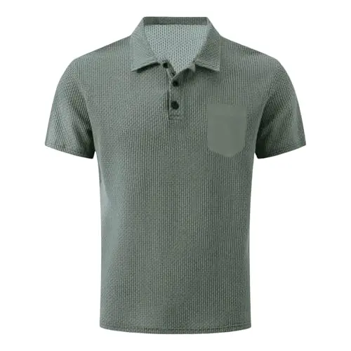 Herren Poloshirt, Sommer Breeze, Lockerer Schnitt, Baumwolle, Slim Fit, Button-Down, Elastisch, Strukturiert