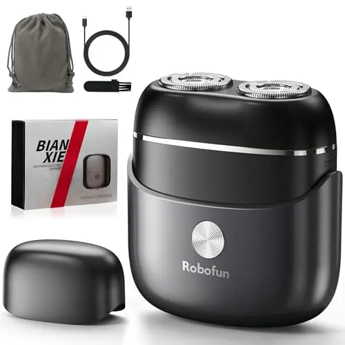 Robofun Mini Elektrorasierer für Herren, tragbar und wasserdicht (Schwarz)