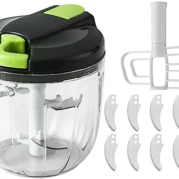 Manueller Zwiebelschneider 900ML mit 5 Edelstahlklingen und Mixer