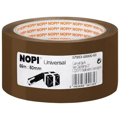 tesa NOPI Packband - vielseitiges, geräuscharmes Verpackungsband, 66 m x 50 mm, braun