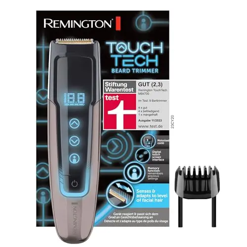 Remington MB4700 Herren Barttrimmer, Testsieger, digitale Längeneinstellung 0,4–18 mm, hautschonend, Lithium-Ionen Akku, Schwarz