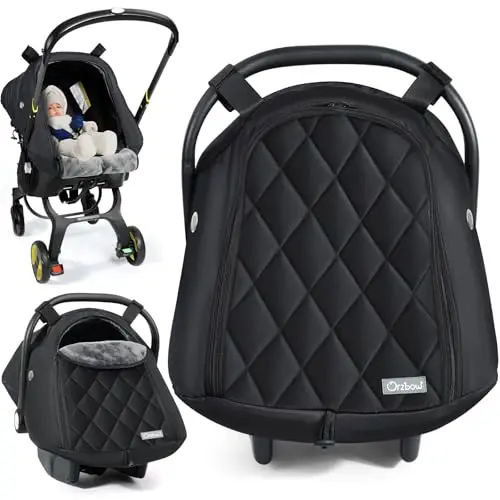 Orzbow Fußsack für Babyschale, Winter, universell, maschinenwaschbar, Schwarz