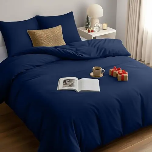 Utopia Bedding Bettwäsche 155x220 – Mikrofaser in Marineblau mit 2 Kissenbezügen