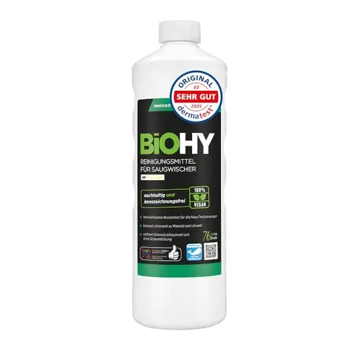 BiOHY Reinigungsmittel mit Frischeduft, 1l | Für Saug- und Waschsauger | Für Fliesen, PVC, Parkett, Laminat & Teppich