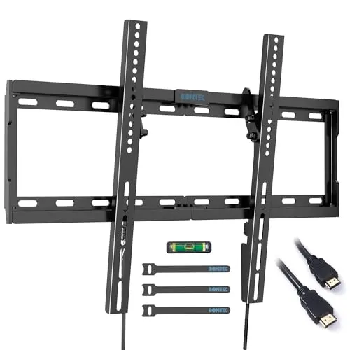 BONTEC Neigbare TV Wandhalterung für 37-80 Zoll TVs, Max 55kg, VESA 600 x 400, inkl. Wasserwaage und Kabelbinder
