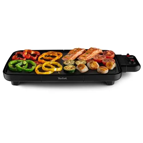 Tefal Plancha Booster Tischgrill, 2200 W, große Grillfläche, Temperaturstufen, Schwarz