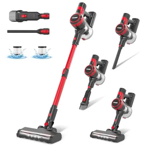 Stanew 4-in-1 Akku Staubsauger Kabellos, 150W, 40Min Laufzeit, 800ml für Teppiche und Tierhaare