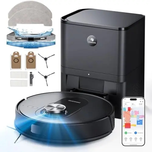 Proscenic Q8 Max Saugroboter mit Wischfunktion und Absaugstation, Intelligente Laser-Navigation, APP Steuerung