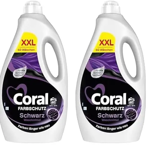 Coral Colorwaschmittel Black Velvet Flüssigwaschmittel für intensives Schwarz, 60 WL (Packung mit 2)
