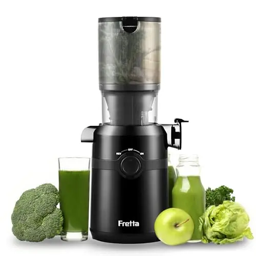 Fretta Slow Juicer - BPA-frei, große Fütterungsöffnung für ganze Früchte und Gemüse, 200W
