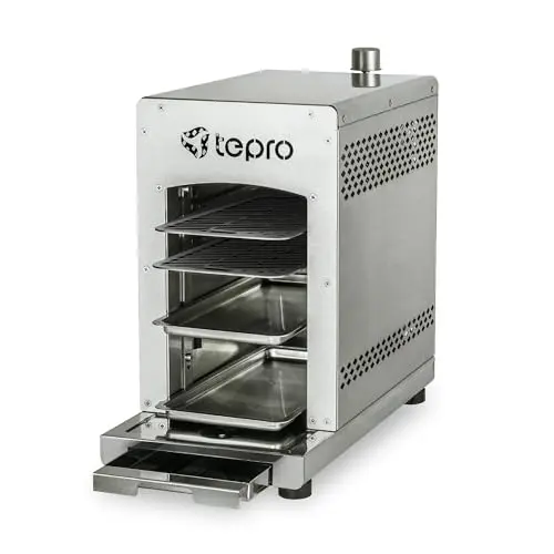 Tepro Steakgrill Toronto Keramik- und Gasgrill, 3 kW, Max. 800°C, Piezozündung, Silber, ca. 23 x 56 x 40,5 cm
