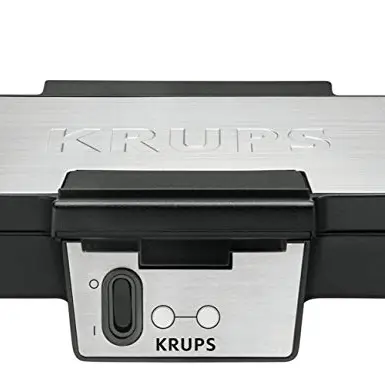 Krups Waffeleisen FDK251, Doppelwaffeleisen für Belgische Waffeln, Antihaftbeschichtung, Schwarz