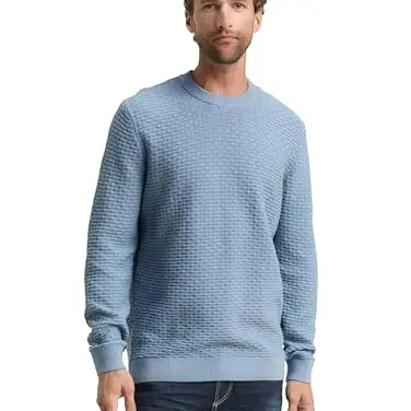 TOM TAILOR Herren Strickpullover Rundhalsausschnitt - Faded Denim Blue, Größe M