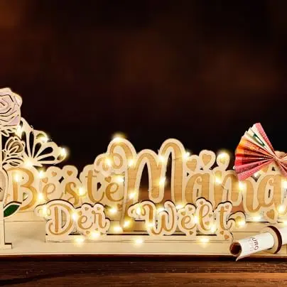 Mama Geschenk - Beste Mama der Welt - Geburtstagsgeschenk mit LED Lichterkette