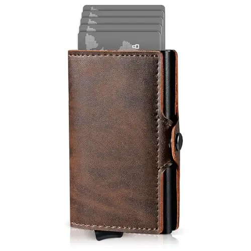 AISIR Mini Geldbeutel mit RFID für Herren und Damen - Slim Wallet mit Münzfach (braun)