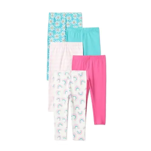 Amazon Essentials Mädchen-Leggings, Hell/Gänseblümchen/Regenbogen, 9-10 Jahre