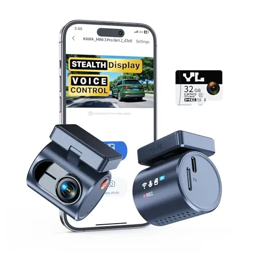 KAWA Dashcam Auto Vorne - 32GB SD Karte, 2K QHD, Nachtsicht, G-Sensor, 135° FOV