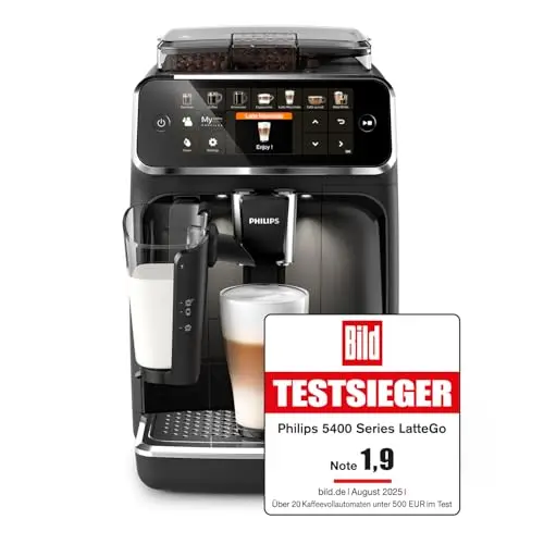 Philips 5400 Espressomaschine – 12 Getränke, LatteGo Reinigung, intuitives TFT-Display, anpassbare Kaffeeeinstellungen