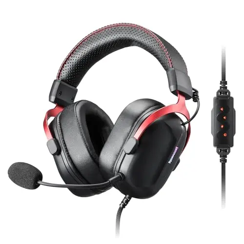 Redragon H312 Gaming-Headset mit 7.1 Surround Sound, abnehmbarem Mikrofon und Over-Ear-Design für PC und Konsolen