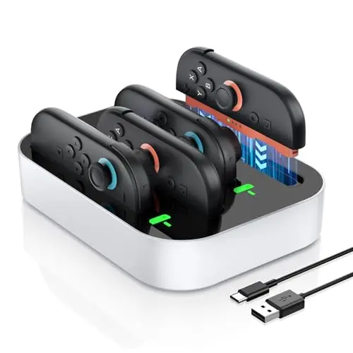 NEWDERY Ladestation für 2 Switch Controller mit Schnellladung und LED-Anzeige