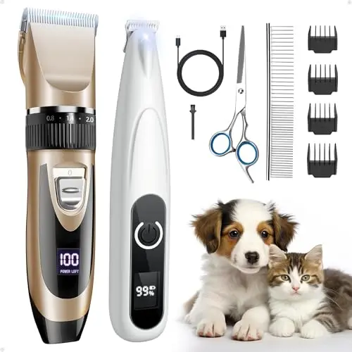 PAPMINI 2-in-1 Hundeschermaschine und Trimmer mit LED, leise für kleine und große Hunde und Katzen