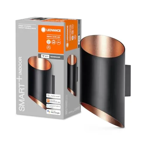 LEDVANCE ORBIS CYLINDRO SMART+ Wi-Fi Leuchte, dimmbar, 12W, 600 Lumen, Farbtemperatur 3000-6500K, weiß/gold, 20x12cm