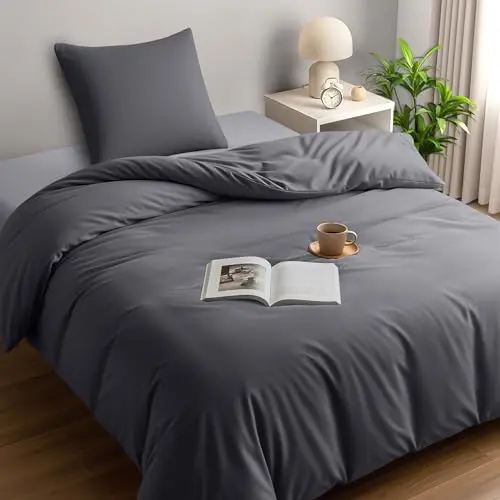 Utopia Bedding Bettwäsche-Set 135x200 cm mit Kissenbezug 80x80 cm - Grau
