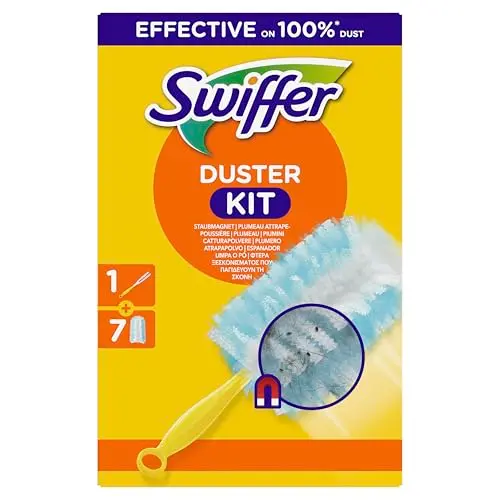 Swiffer Staubmagnet Starter-Set (1 Griff + 7 Nachfülltücher) - Fängt 3x Mehr Staub und Haare ein