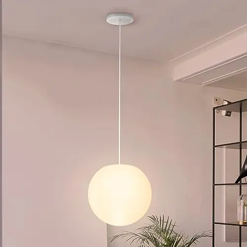 FUYO LED Pendelleuchte 25cm Dimmbare Kugellampe mit RGB Farbwechsel und Fernbedienung für Innen und Außen