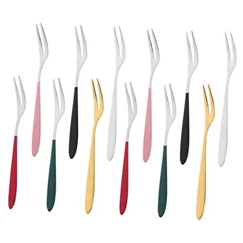 COLLBATH 12-teiliges Set Edelstahl Obst- und Kuchengabeln für Snacks und Desserts, ideal für Zuhause und Partys