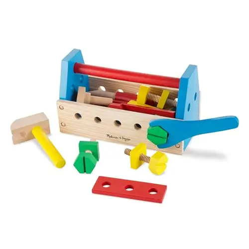 Melissa & Doug Tragbarer Werkzeugkasten - Holzspielzeug für Kinder, 3-6 Jahre, Geschenkidee