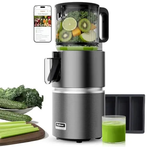 Anybear 350W Entsafter, Slow Juicer mit 124 mm Einfüllschacht für ganze Früchte & Gemüse, hohe Saftausbeute, BPA-frei