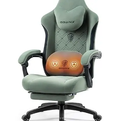 Dowinx Gaming Stuhl mit Massagefunktion und Fußstütze, Hochlehner PC Stuhl für Erwachsene, Grün