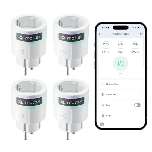 SwitchBot Plug Mini Matter WLAN-Steckdose, 4er-Pack